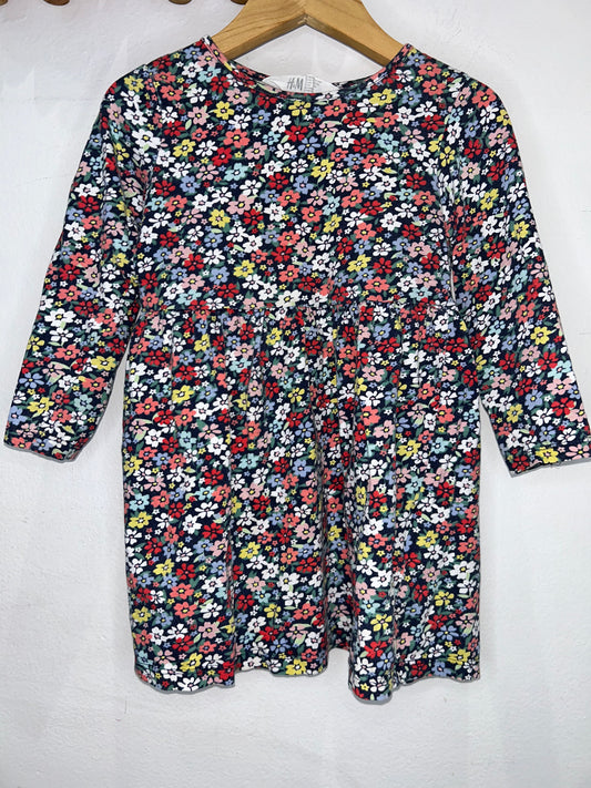 Small flowers navy dress 2-4y