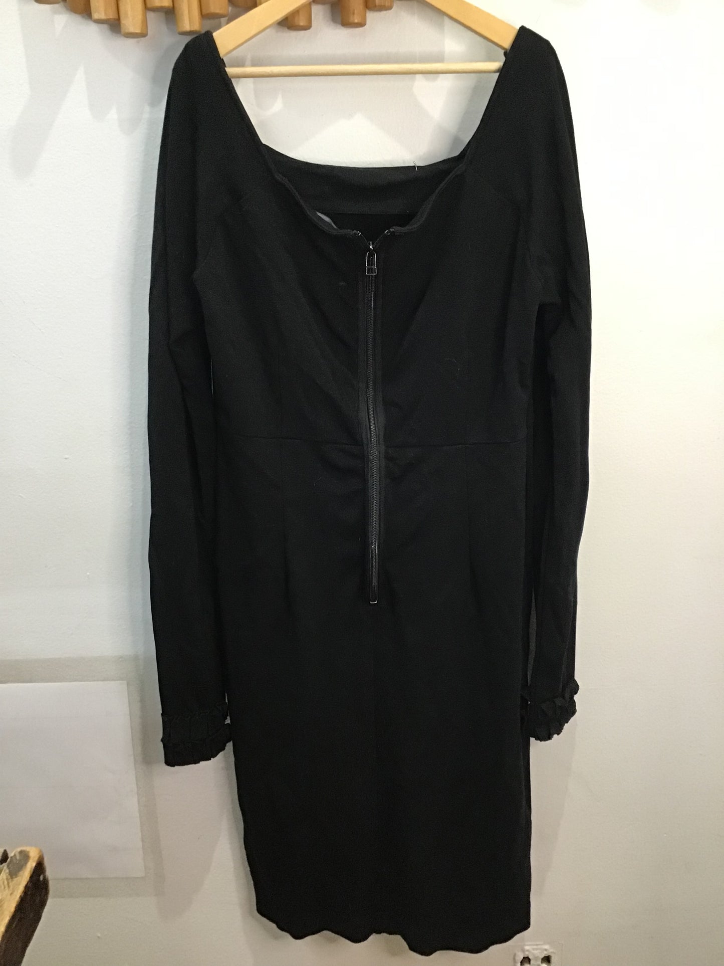 Pink tartan black longsleeve dress - M