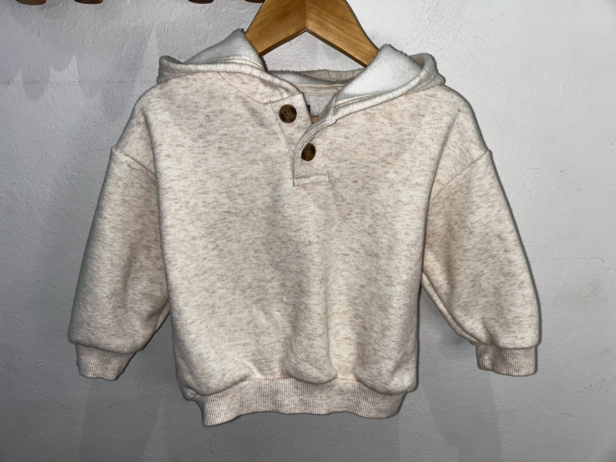 Cream quarter button hoodie 12m