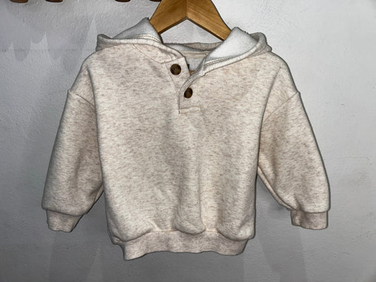Cream quarter button hoodie 12m