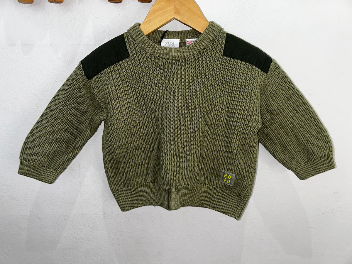 Olive knit sweater 9-12m