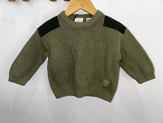 Olive knit sweater 9-12m