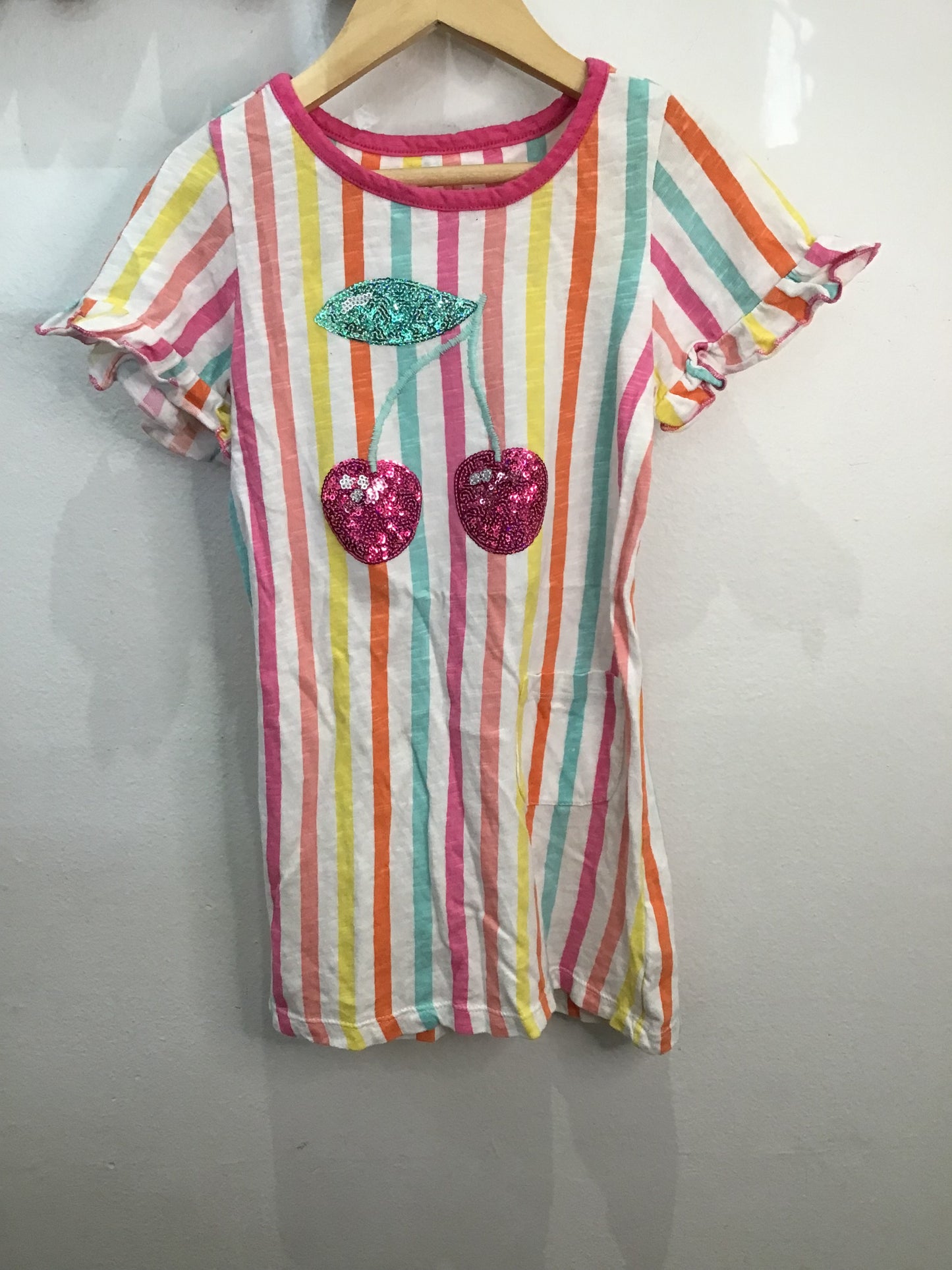 Dress cherries stripes 5y