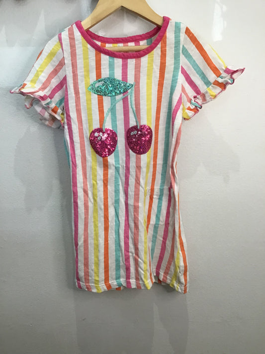 Dress cherries stripes 5y