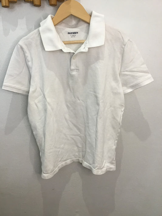 Tee white texture polo 10-12y B