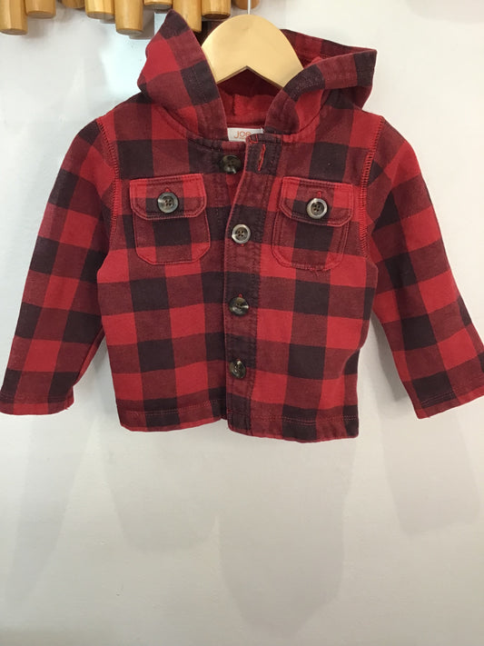 Stretchy buffalo plaid hoodieshirt 18-24m