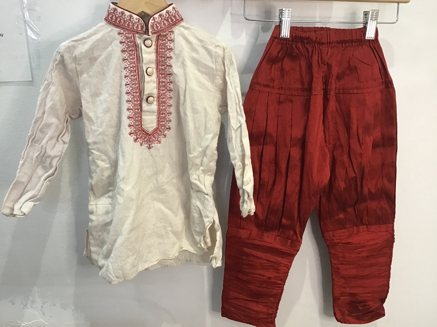 Red and white dhoti set 2-3y