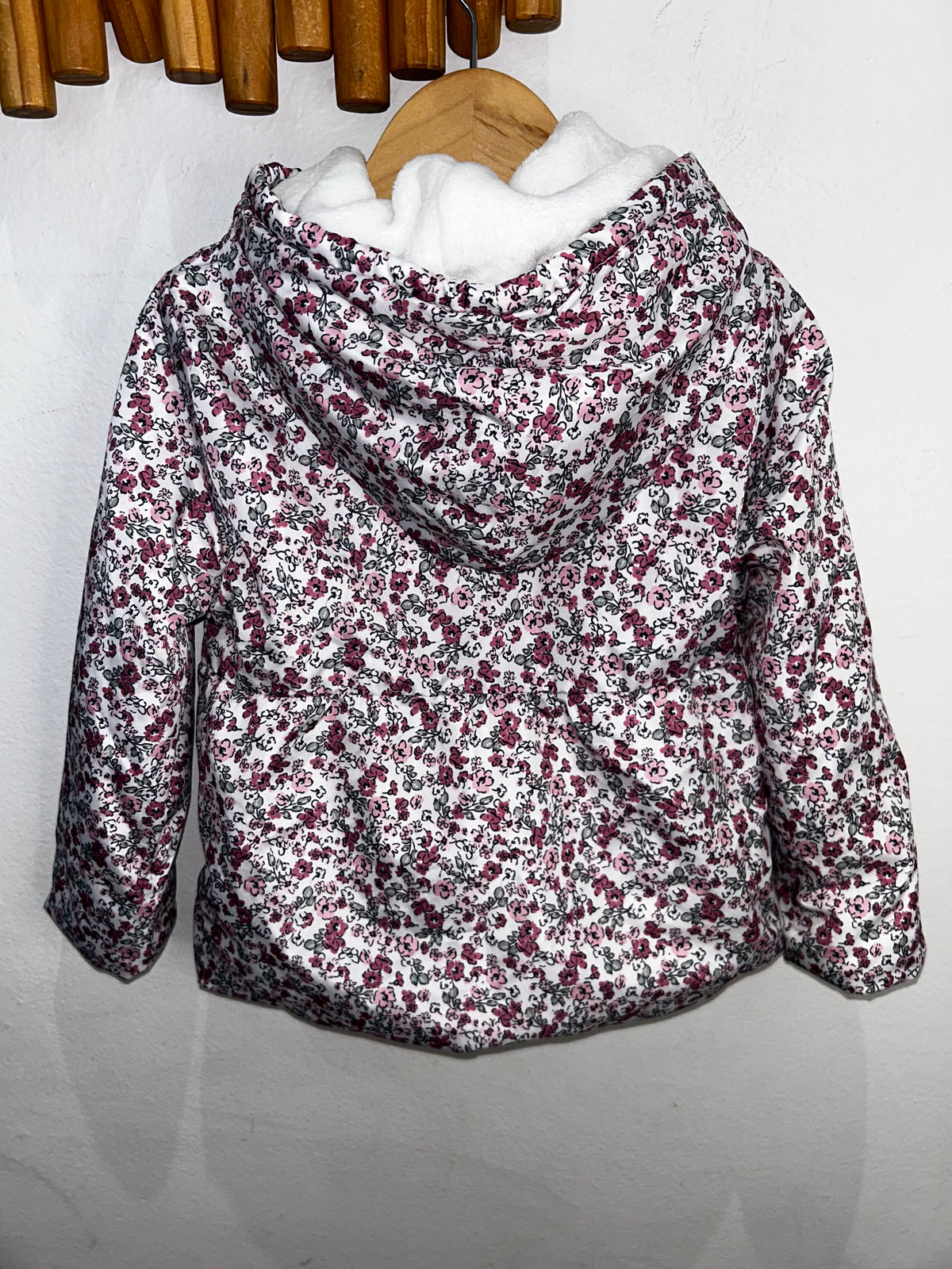 Flower print fleece lined jacket 3y