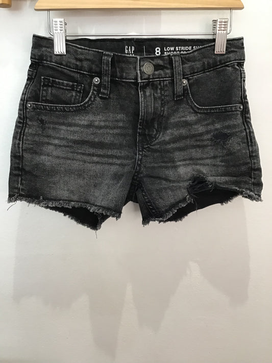 Black low stride denim cutoffs 8y