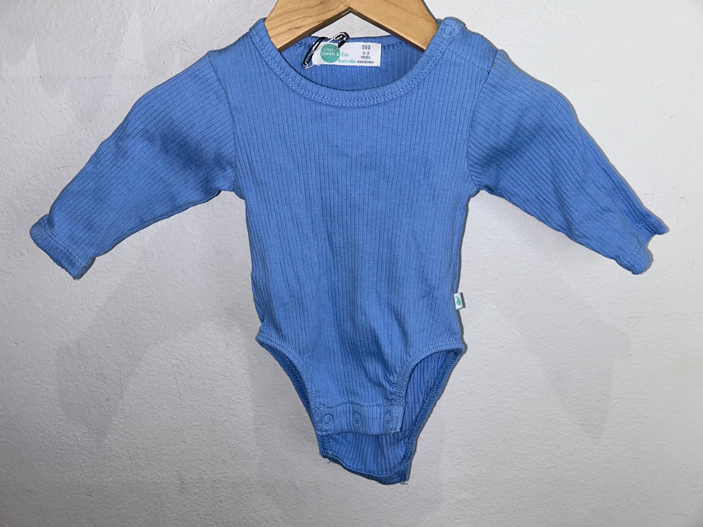 Mid blue ribbed set 0-3m