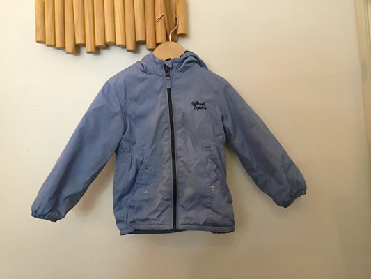 Blue fleece lined rain jacket 2y