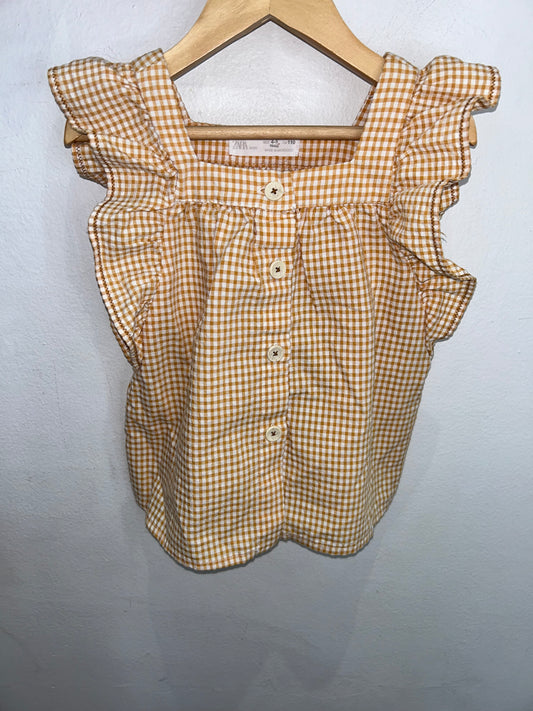 Mustard gingham blouse 4-5y