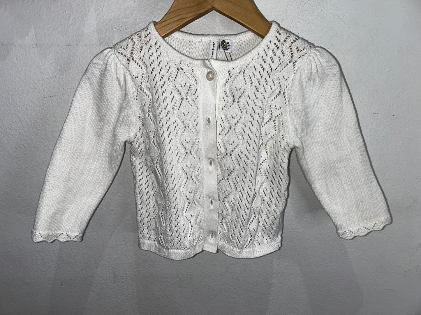Crochet white sweater 6-12m