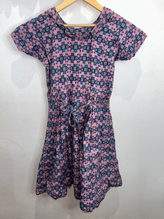Mauve fun print dress 10y