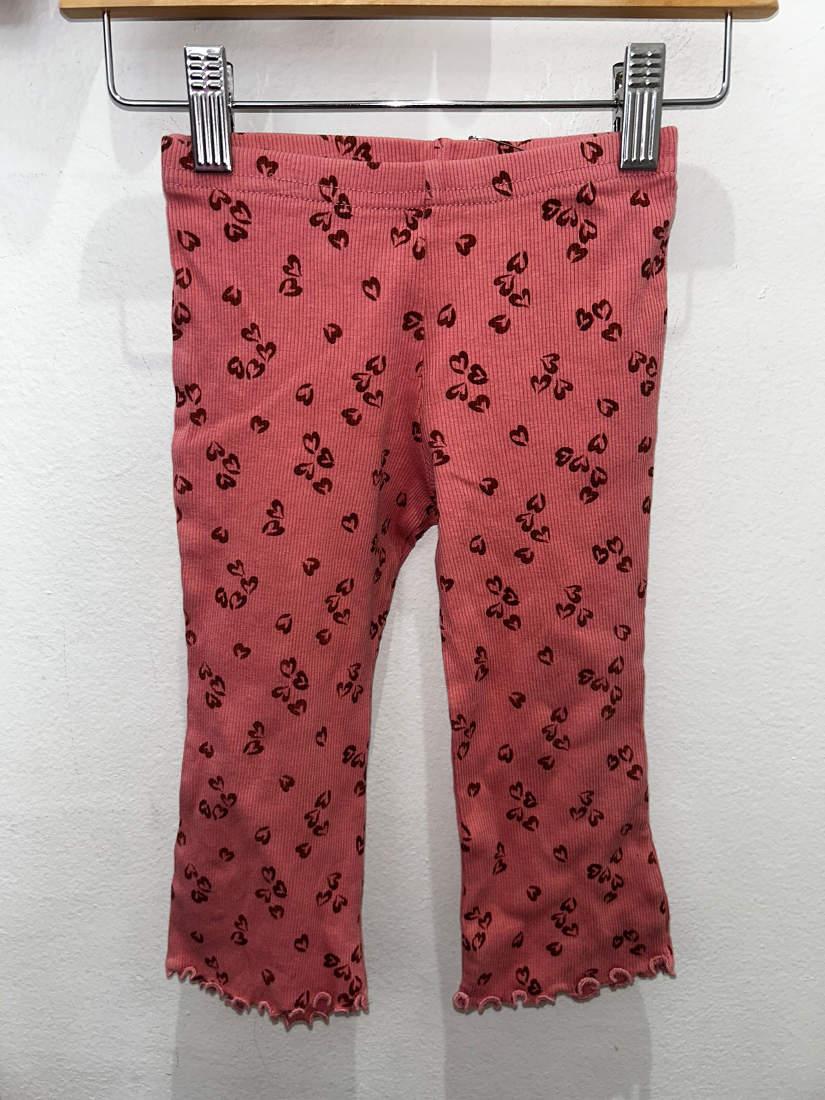 Pink hearts ribbed pants 24m