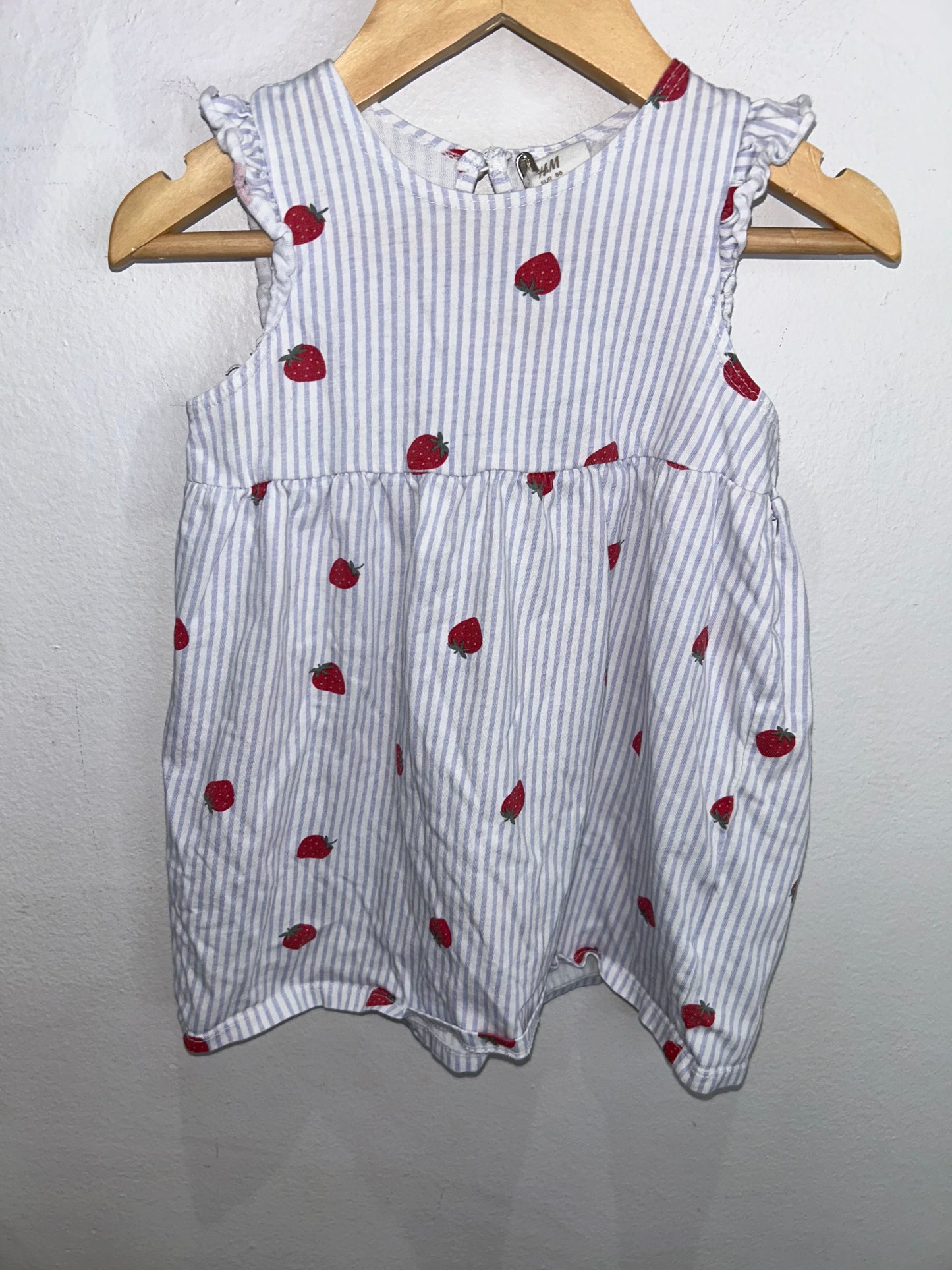 Strawberries stripe dress 12-18m