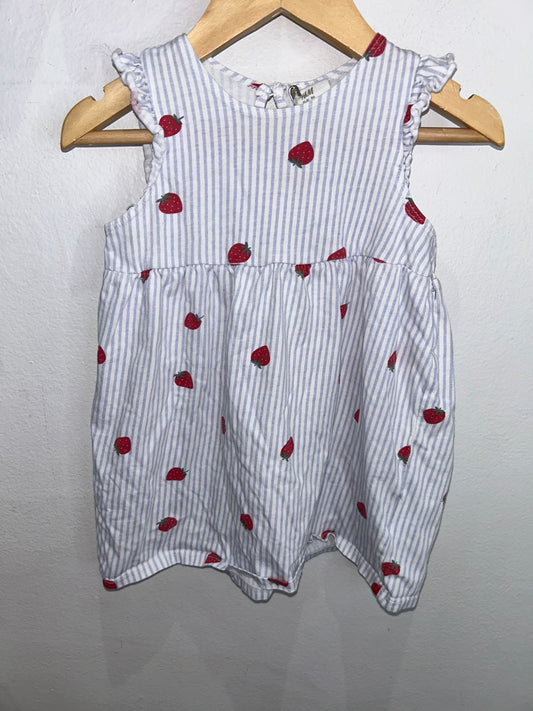 Strawberries stripe dress 12-18m