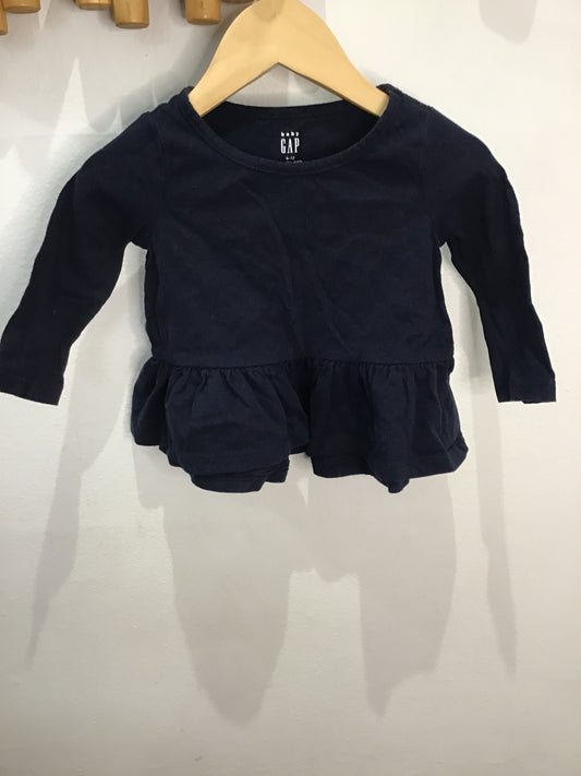Navy A-line longsleeve 6-12m