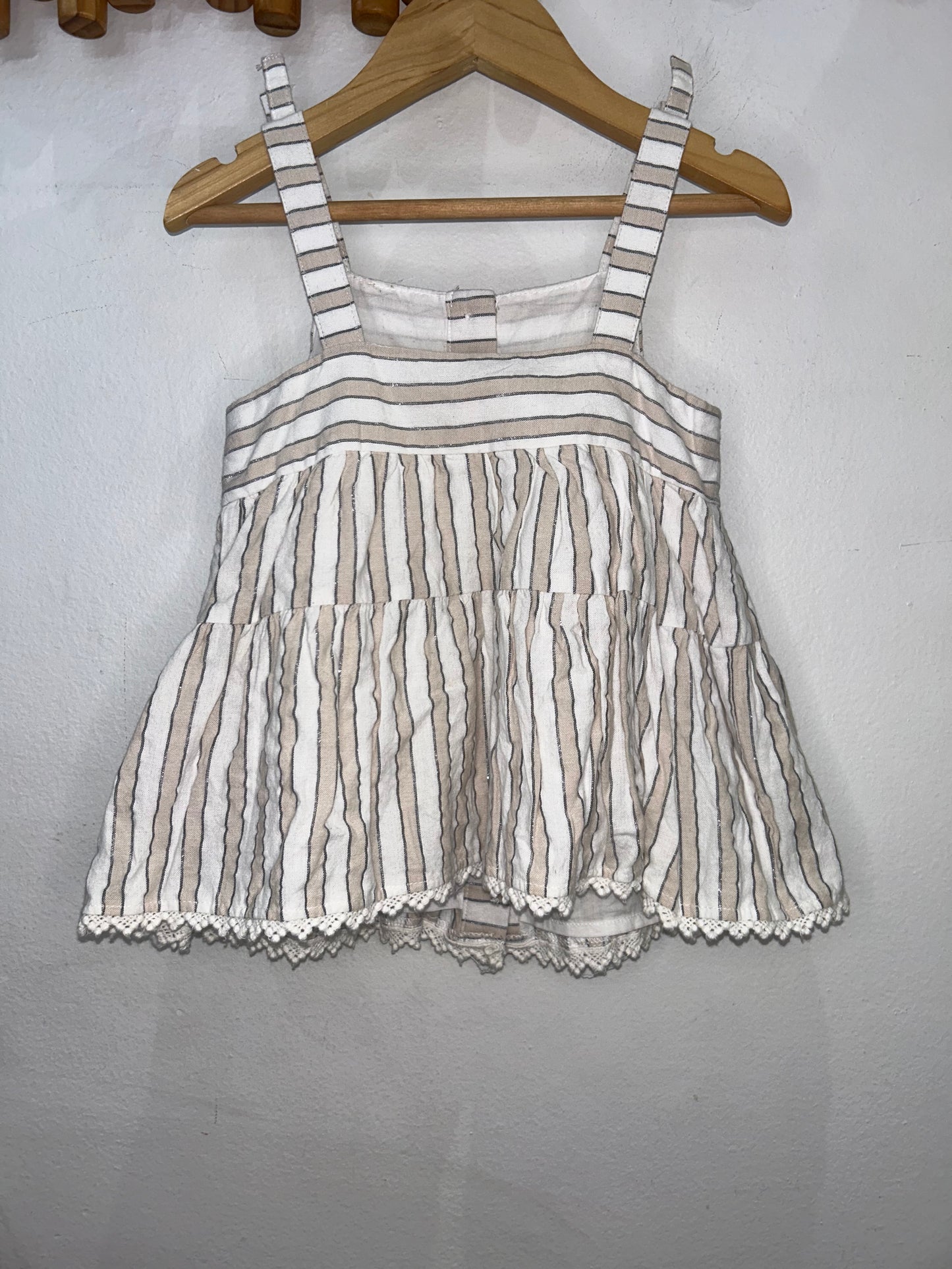 Sparkly beige stripes dress 2-3y