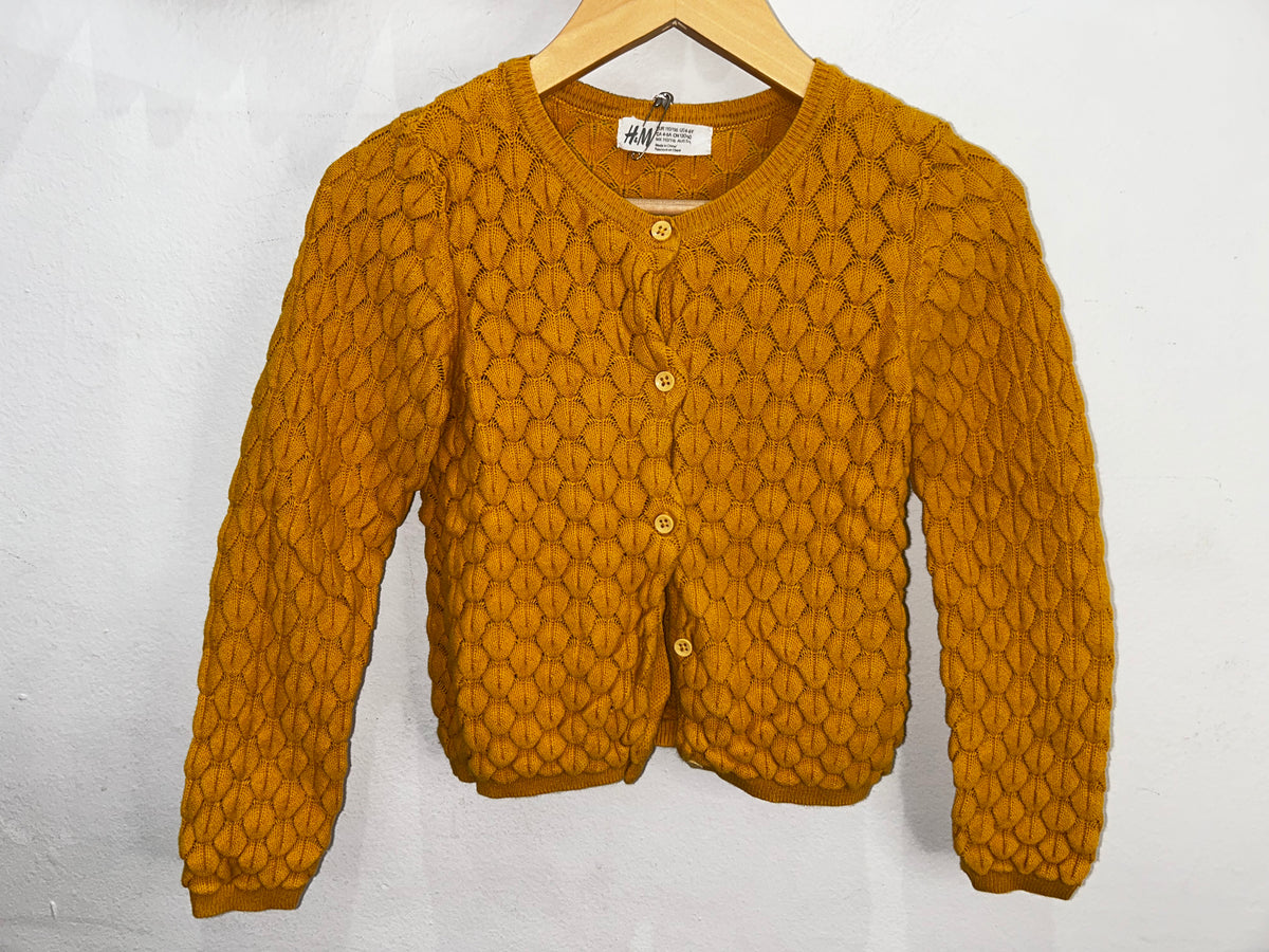 Mustard textured cardigan 4-6y