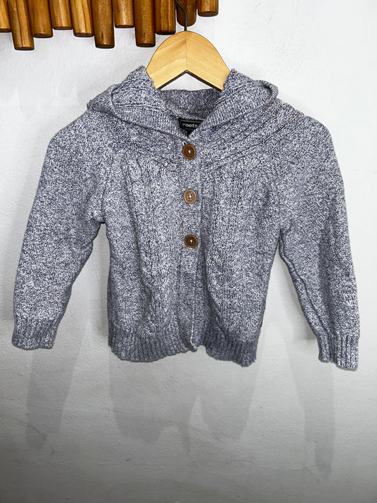 Roots blue melange sweater 4y
