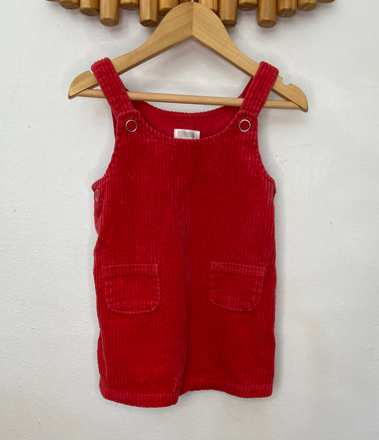 Red corduroy pinafore 12-18m