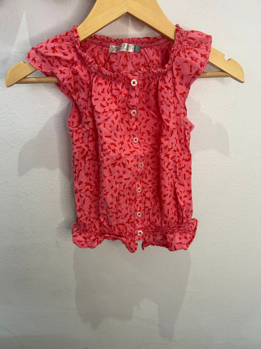 Red butterflies blouse 2-3y