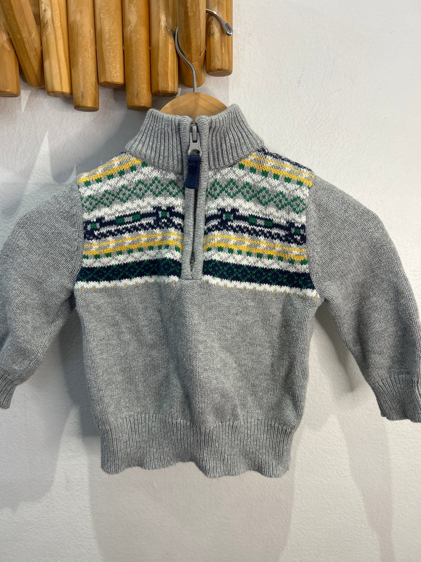 Winter print grey quarter zip 12m