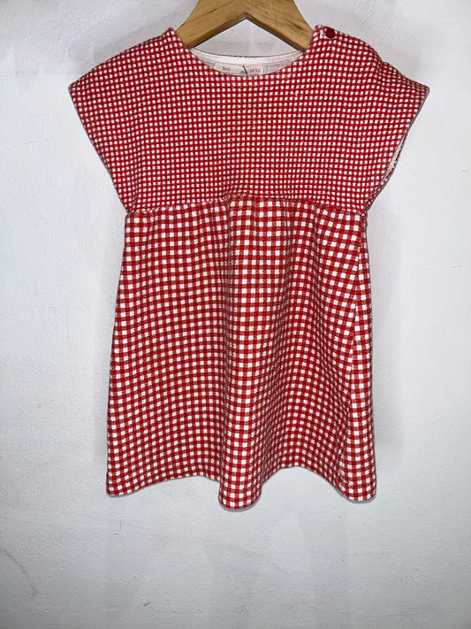 Red checkered textured dress 18-24m