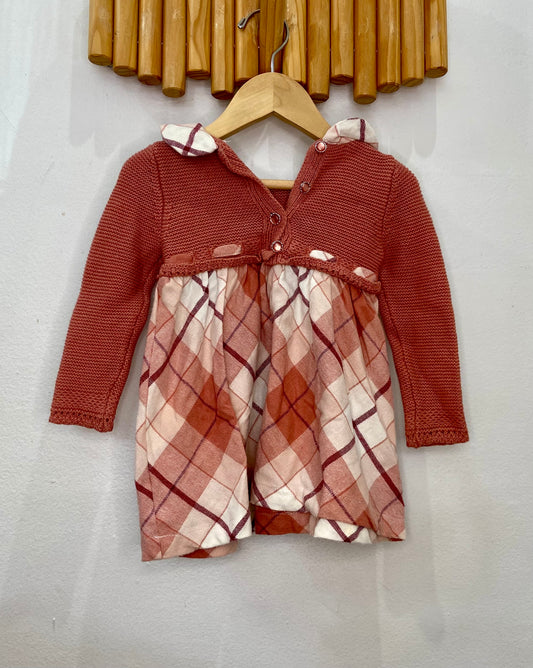 Pink flannel dress 12m