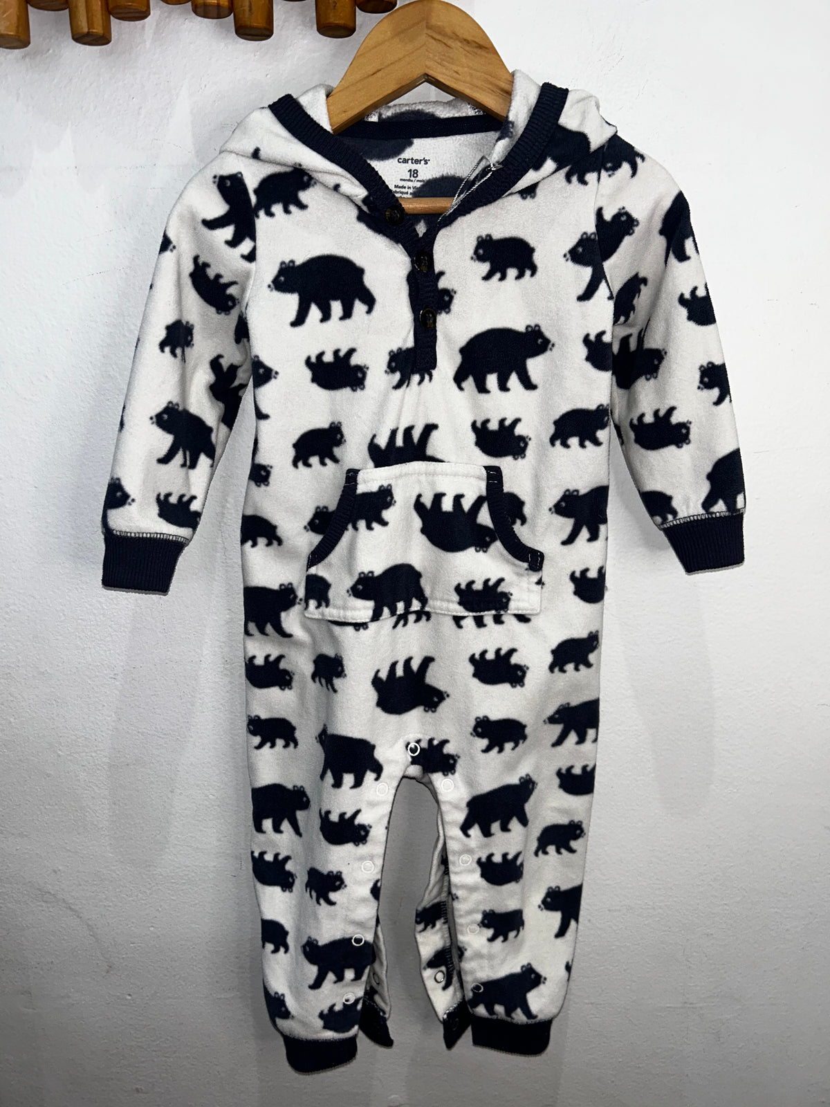 Bears fleece romper 18m