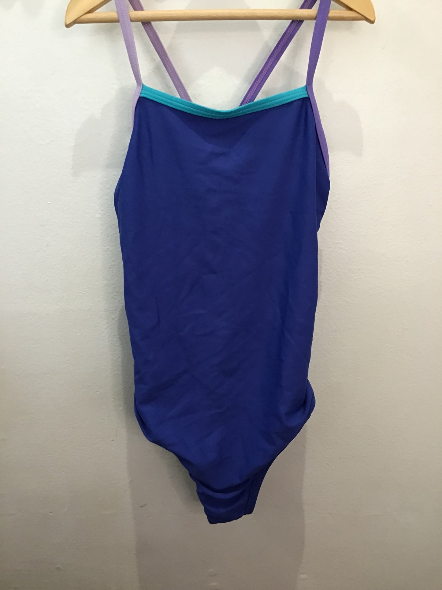 Swimsuit Speedo blue w pastel straps 10y