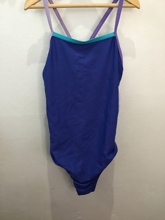 Swimsuit Speedo blue w pastel straps 10y