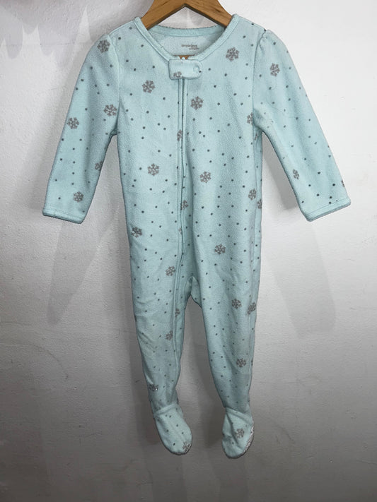 Blue snowflakes fleece sleeper 18m