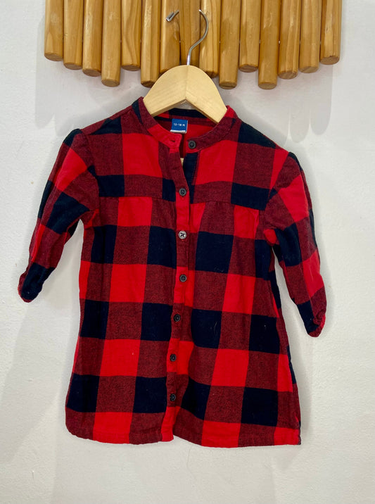 Buffalo plaid shirt dress 12-18m