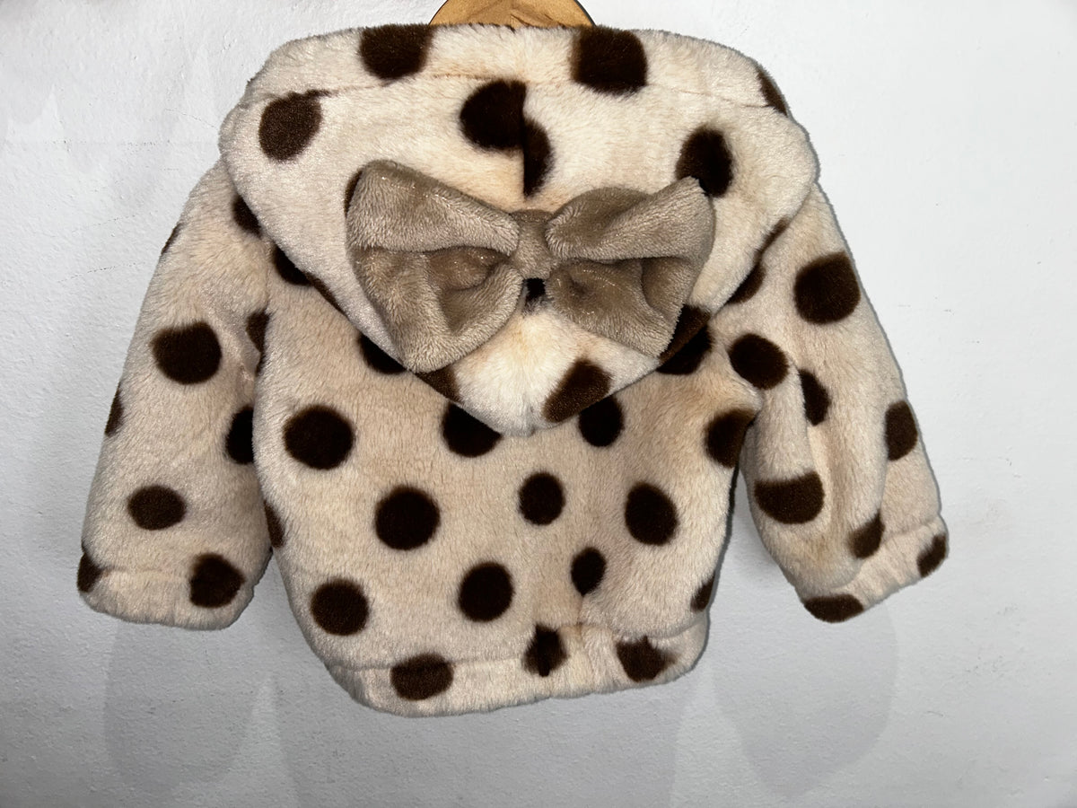 Brown dots furry sweatr 6-12m