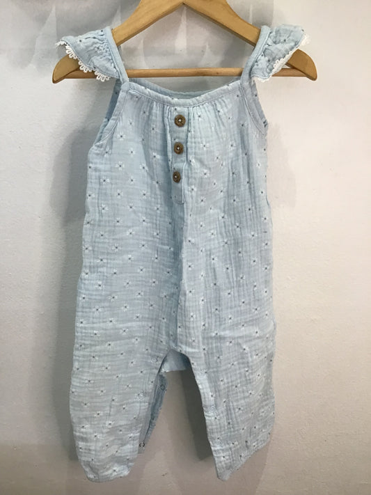 Romper light blue daisies 12m