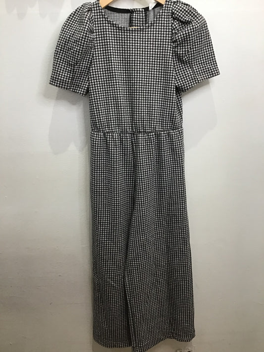Black checkered wide leg romper 8y