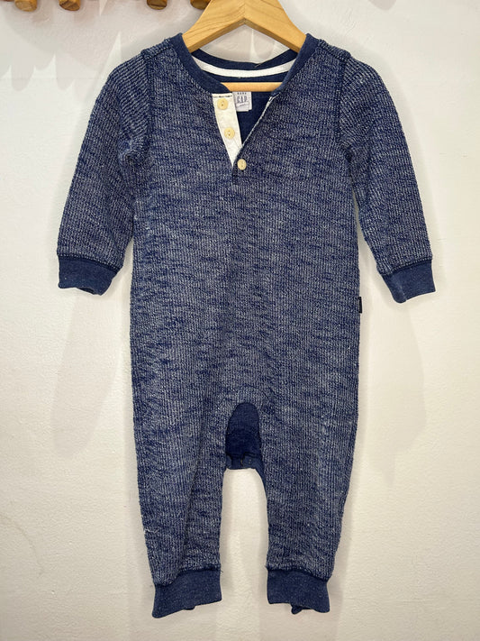 Blue textured romper 12-18m