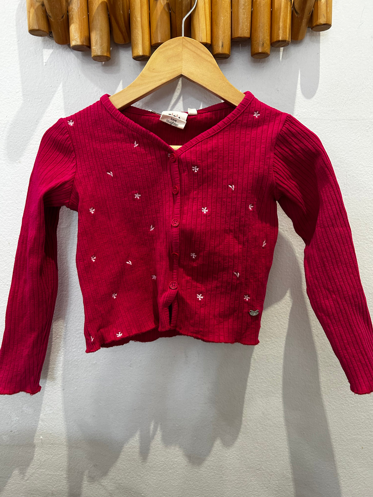 Hot pink ribbed cardigan 5-6y