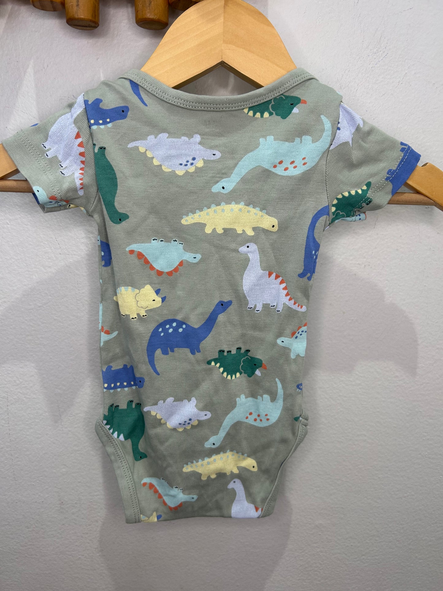 Teal dnos onesie 2-4m