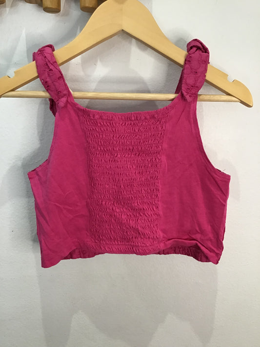 Tanktop pink eyelet crop 9-10y
