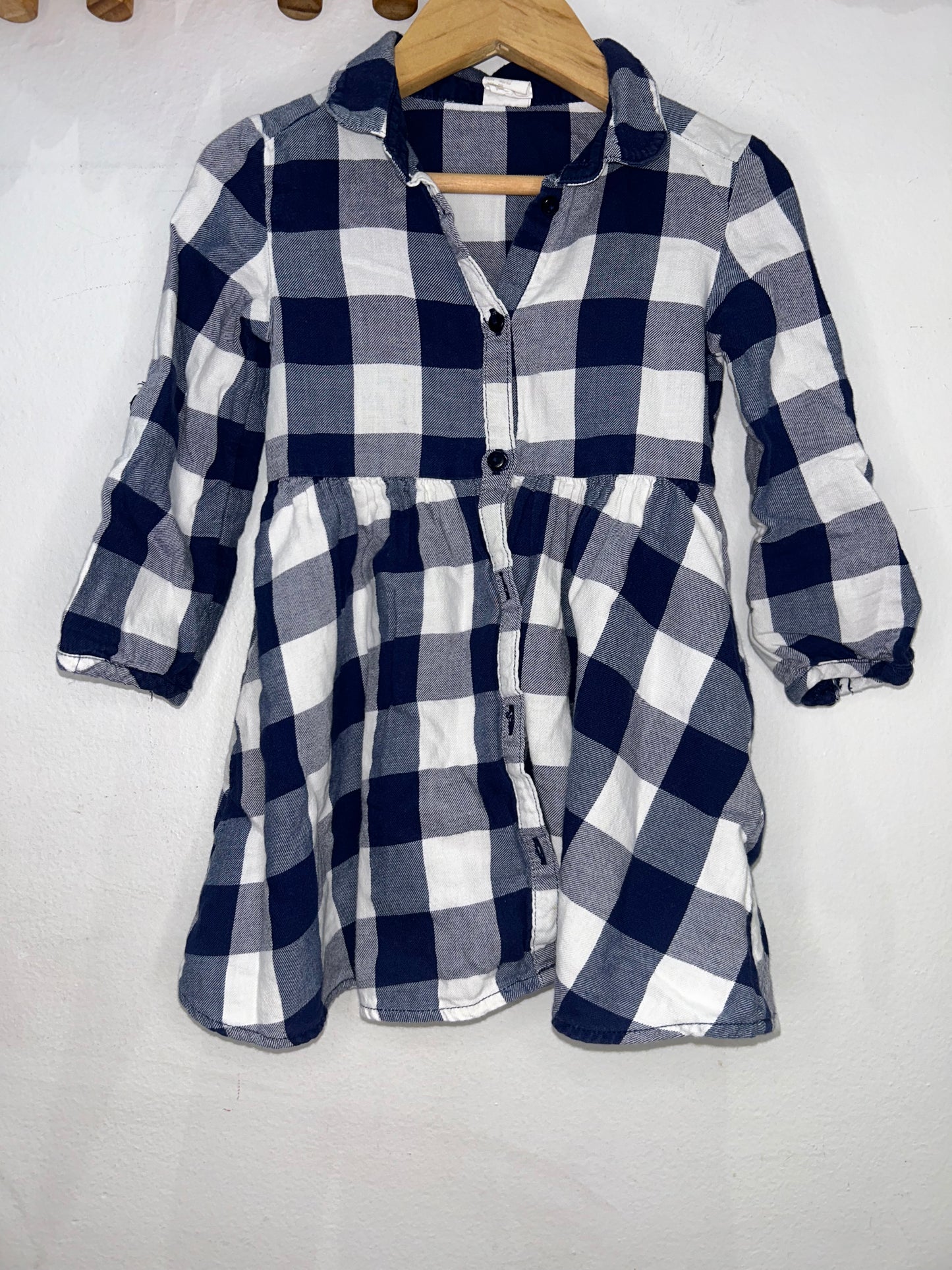 Blue checkered collared dress 18-24m