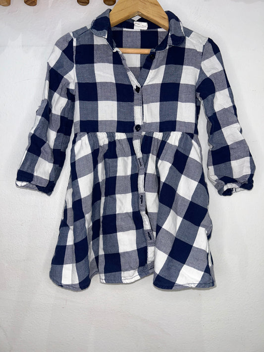 Blue checkered collared dress 18-24m