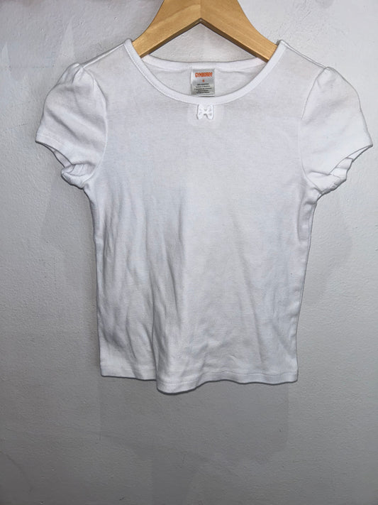 White tee w small bow 6y