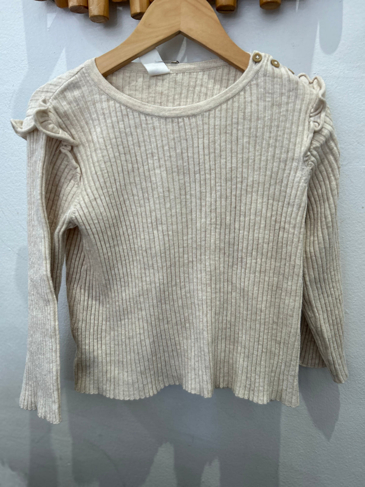 Beige stripe texture sweater 2-3y
