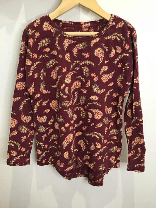 Longsleeve maroon paisley floral 6-7y