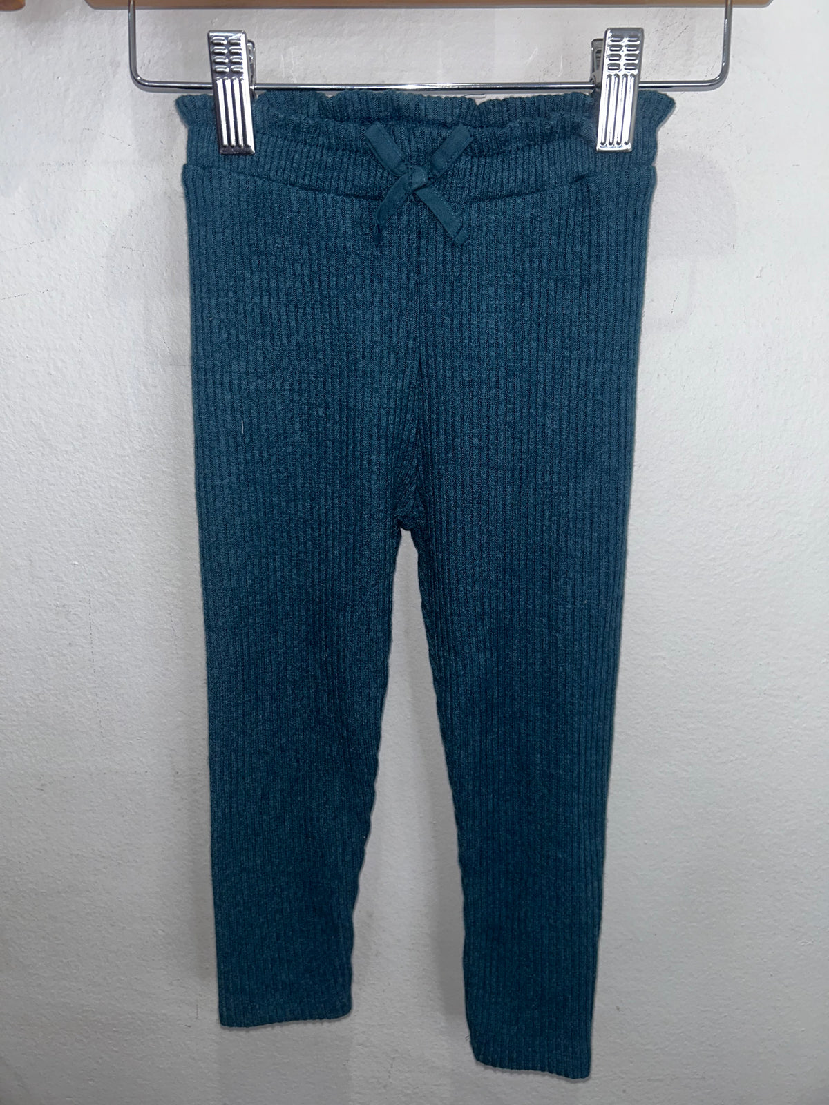 Teal ribbed pants 2-3y