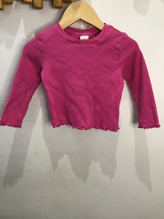 Pink lettuce hem top 12-18m