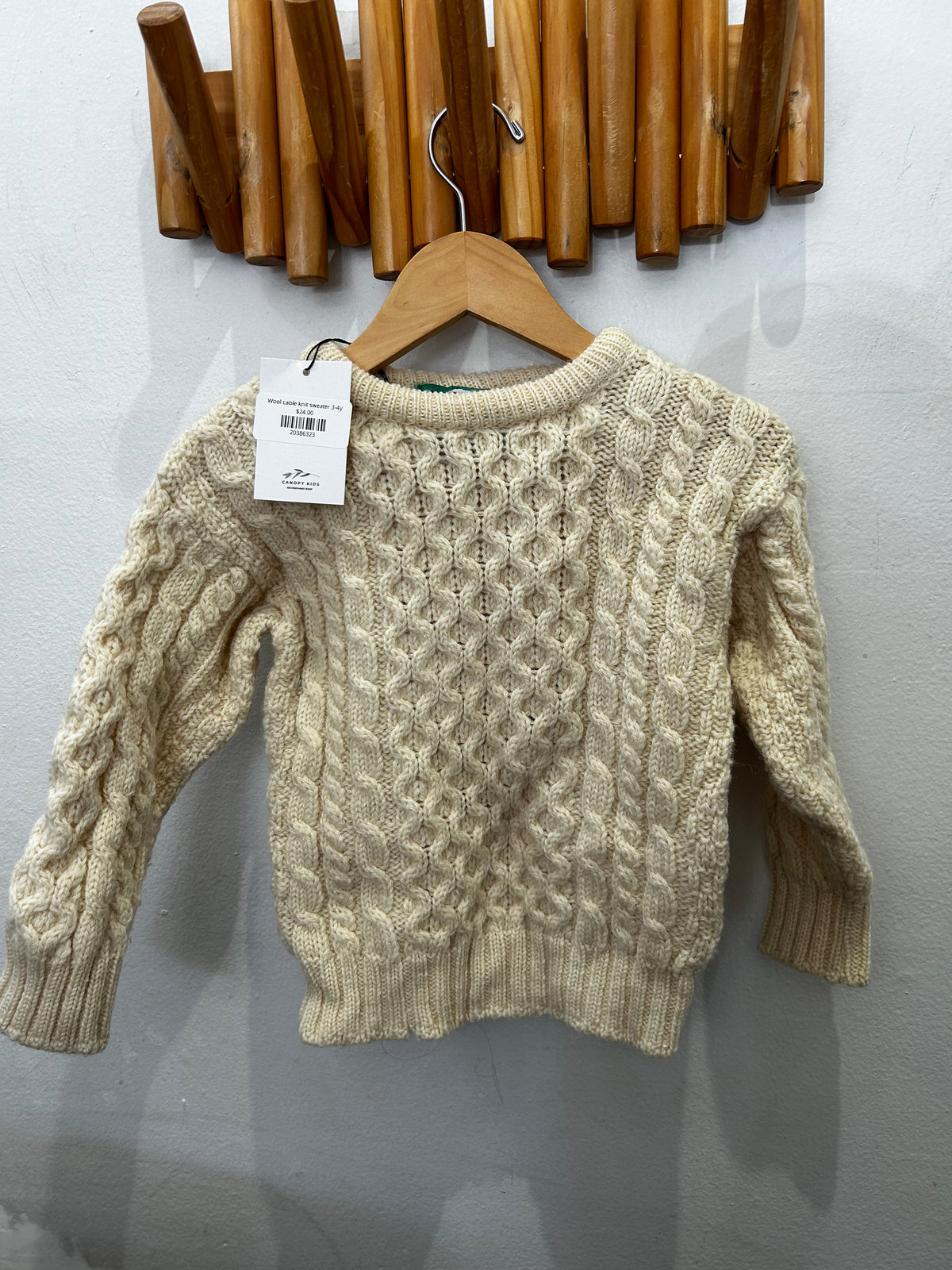Wool cable knit sweater 3-4y